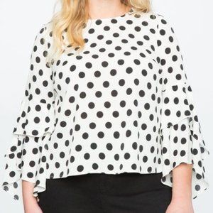 Eloquii Polka Dot Flare Sleeve top sz 28 NWT